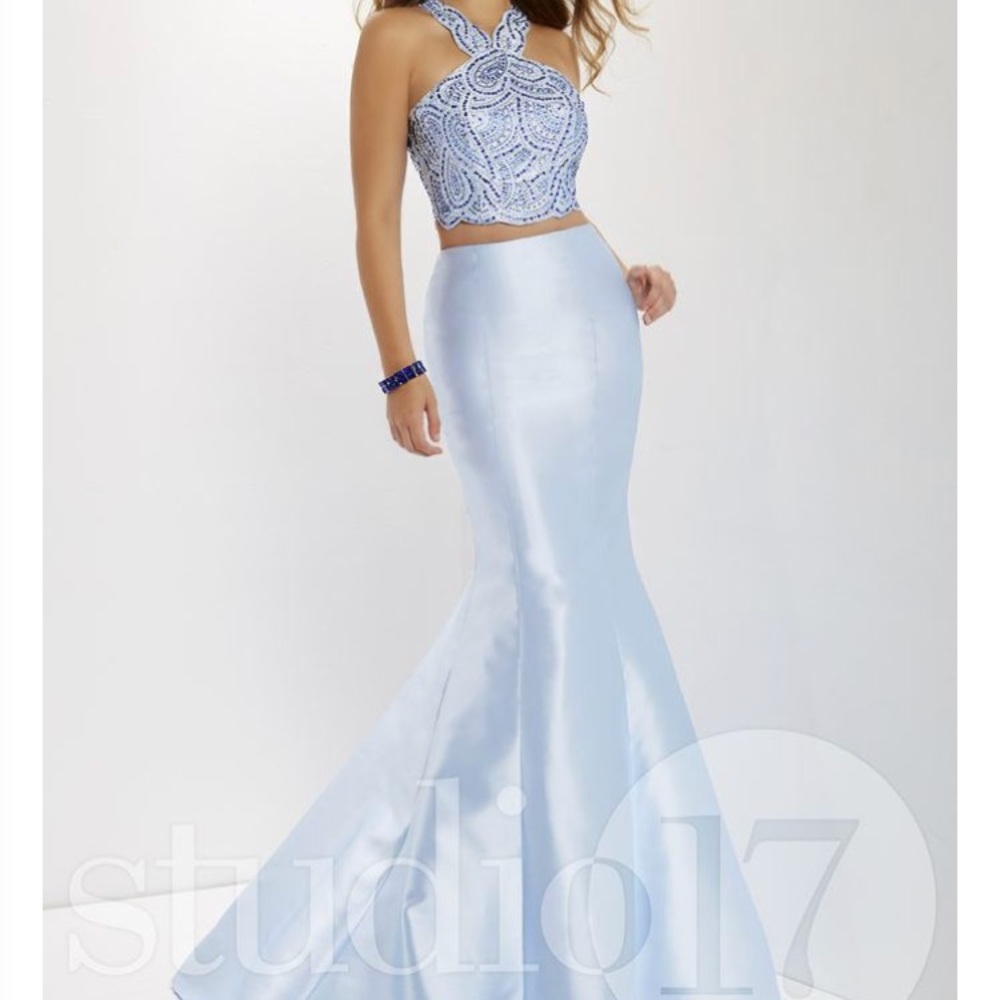 Two Piece Powder Blue Prom Dress by Studio 17